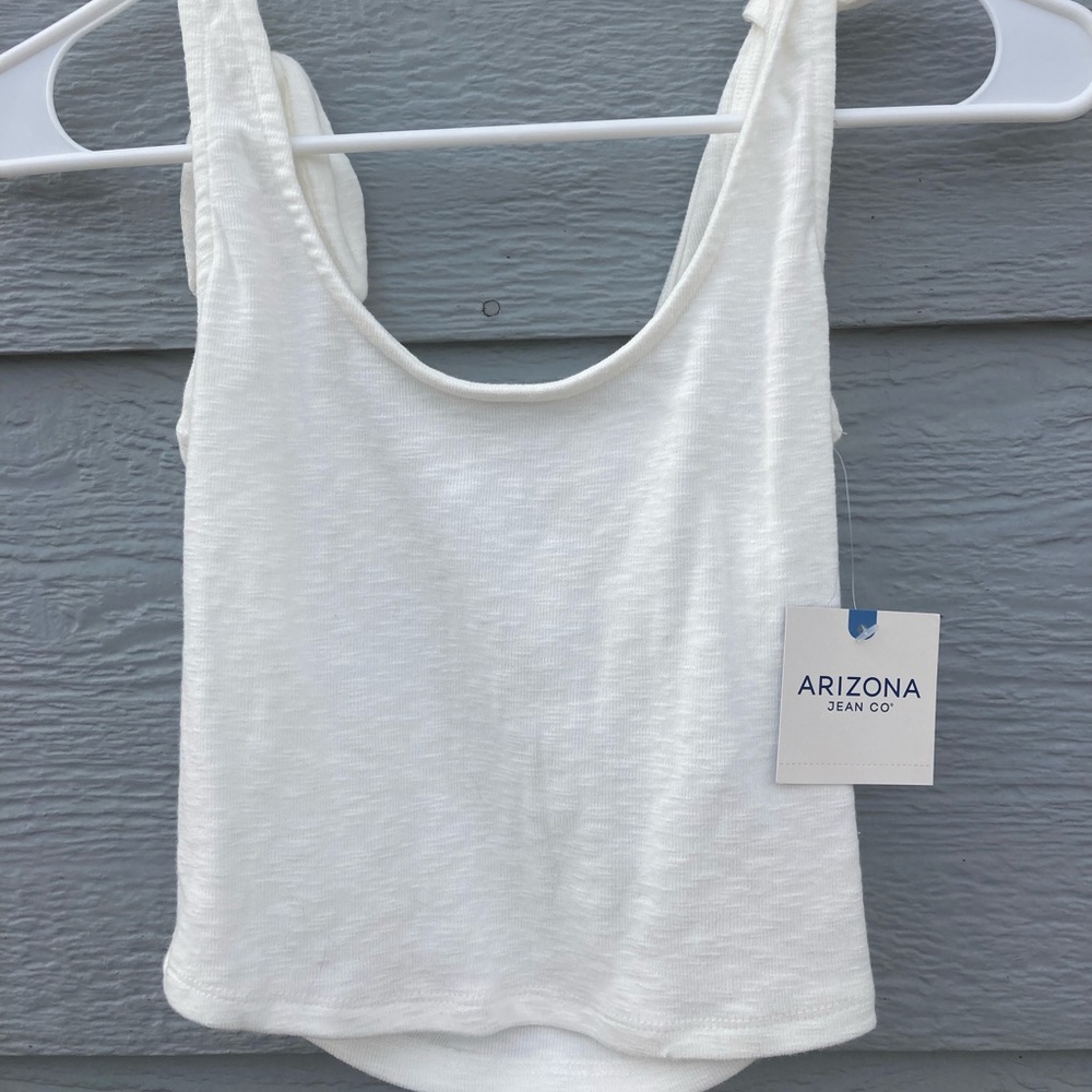 White Arizona Jean Co Women's Sleeveless Crop Top Tank, Tie Straps, NWT, sz XS